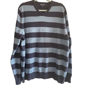 Cherokee Men's V-neck Blue Striped Sweater %100 Cotton Size XL